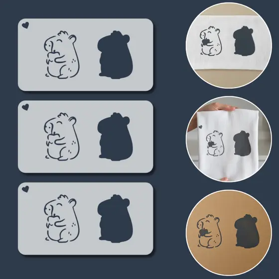 Stencil Animal Capivara para Pintura Molde Artesanato Tecido Mdf Pano Decoração Bolo Caixas