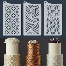 Kit 3 Stencil Carimbo Texturizador para Bolos Fondant Biscoitos Molde Plástico Relevo Confeitaria