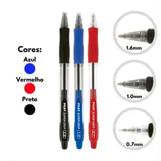 Caneta Retrátil Super Grip 0.7mm 1.0mm e 1.6mm PILOT - Escolha a Cor Unidade Ou Kit