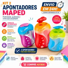 Kit 2 Apontadores Duplos Maped Color Peps Jumbo com Depósito 2 Furos