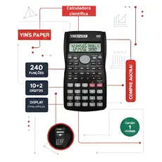 YINS PAPER Calculadora Científica, Profissional, Display Duplo, 240 Funções, Preta