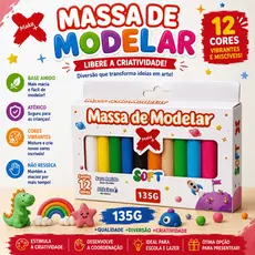 Kit 2 Massinhas de Modelar 12 Cores 135g Make Soft Atóxica Escolar Infantil Criativa Macia Não Resseca