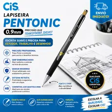 Lapiseira Cis Pentonic 0.9mm Retrátil Profissional Grip Macio Escrita Precisa Escolar e Escritório