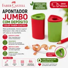 Apontador Jumbo com Depósito Faber-Castell Escolar para Lápis Grosso