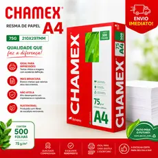 Resma Papel A4 Chamex 75g 500 Folhas Para Impressora