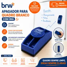 Apagador para Quadro Branco Magnético com Ímã BRW Escolar Escritório Sala de Aula