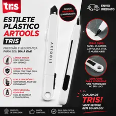Estilete Plástico Tris Artools Retrátil de Segurança Multiuso Papelaria Escritório