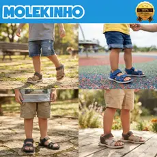 Papete Infantil Molekinho Sandália Menino Velcro Masculina Slide 2400139 Original