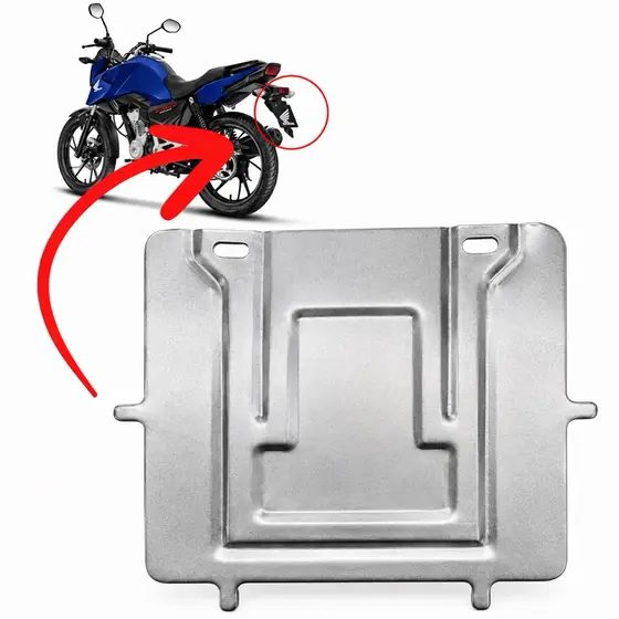 Suporte Protetor Placa Moto Mercosul Universal Aço Zincado 20x17cm
