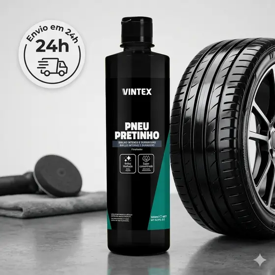 Pretinho Pneu + Aplicador Curvo Vonixx Brilho Intenso e Duradouro