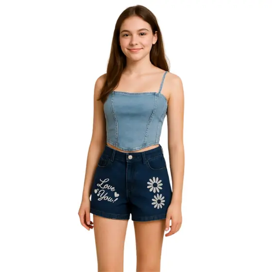 Short Jeans Estampado para Meninas Adolescentes – Estilo e Conforto