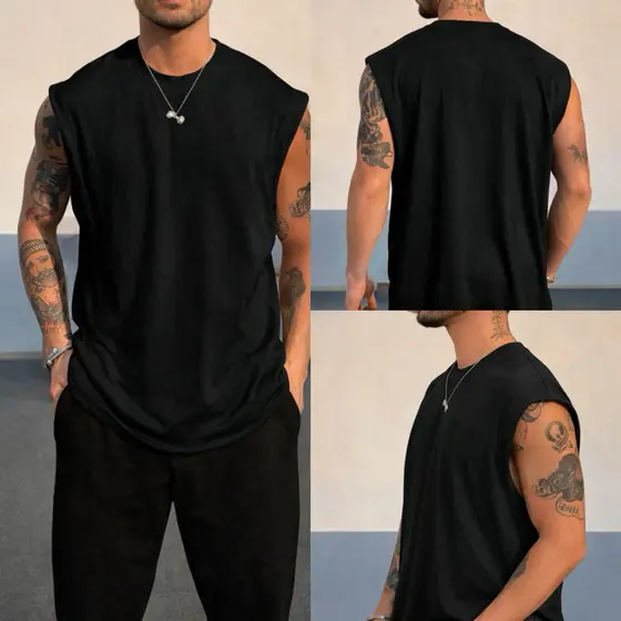 Camisa masculina algodão Oversized roupa masculina Machão Regata Cavada Lisa Preta
