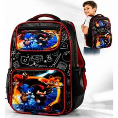 Mochila Escolar Infantil Sonic Menino Grande Reforçada Material Escolar