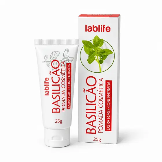 Basilicão Pomada 25g - Auxilia na Secagem e Cicatrização de Espinhas e Furúnculos Lablife