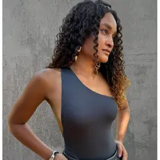 Body Feminino Um Ombro Só Suplex Premium Duplo na Frente Decote nas Costas Basico liso