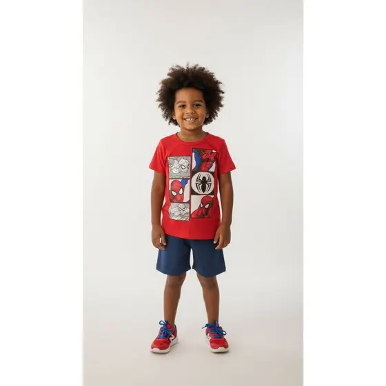 KIT 6 PEÇAS INFANTIL MASCULINO . 3 CAMISETAS + 3 BERMUDAS .