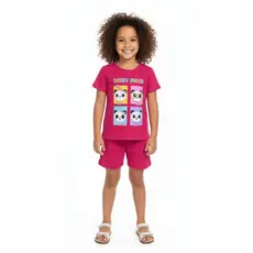 kit 4 peças infantil feminino( 2 camisetas + 2 bermudas )