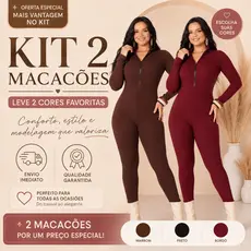 KIT 2 Macacão Feminino Ana Ruga Com Zíper Modela Corpo Moda Gringa Inverno Frio Gola Alta Elegante