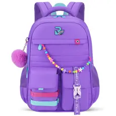 Mochila Escolar Feminina Preta Fofa com Pompom, Impermeável, Reforçada e Confortável para escola ou Viagem