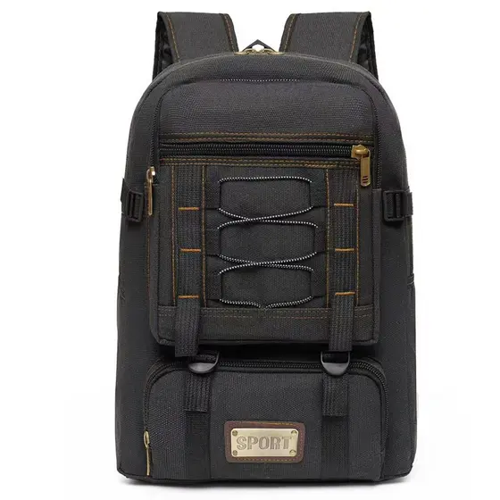 Mochila de Lona Reforçada Grande Capacidade Unissex Vintage Retrô para Dia a Dia e Viagem