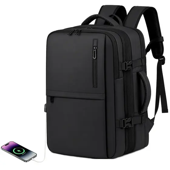 Mochila Expansível Expansiva com Porta USB Resistente à Água, Bolsa Para Notebook, Viagem, Trabalho, Unisse