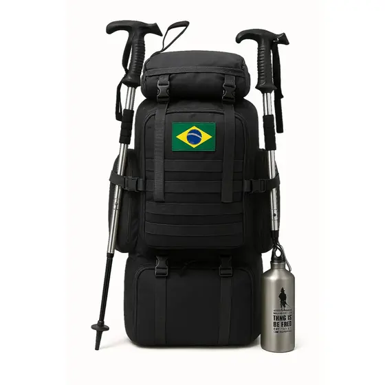 Mochila Tática 70L Grande Capacidade para Camping Caminhada Viagem Impermeável