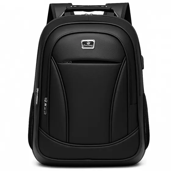Inativo Mochila PU Grande Executiva Para Notebook Trabalho Faculdade Reforçada Cabo De Aço USB