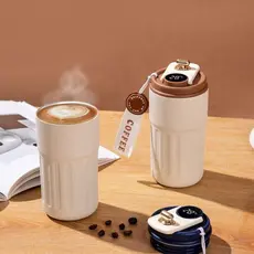 Garrafa Térmica de Água 420ml com Display de Temperatura - Copo Café de Aço Inoxidável Portátil para Viagem