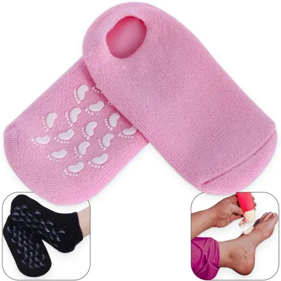 Meias de Hidratação Gel Spa Antiderrapante com Silicone Interno para Ressecamento Rachadura Tratamento Cremes