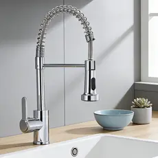 Torneira De Cozinha Removível Com Mola E Misturador Quente Frio , Preta/Prateada Disponível