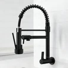 Torneira De Cozinha Gourmet Com Alavanca Única E Extensão De Spray Flexível-Preta Prateada Para Preparação De Alimentos