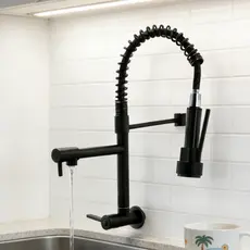 Torneira De Cozinha Gourmet , Mola Extensível , Extensão De Spray Para Preparação , Prata Fosca/Preta