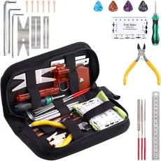 Conjunto de ferramentas de manutenção de guitarra elétrica e guitarra acústica (conjunto de 26 peças)