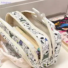 Adegree Kids Kawaii Pen Box Snoopy Pencil Case Cordão Cartoon Bag Grande Capacidade Mulheres Estudantes Meninas Escola P