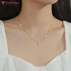 FASHIONGO Prata Sorte Quatro Folhas Grama Colar Feminino Clavícula Corrente Estilo Longo Elegante Borla Pescoço Jóias Ac