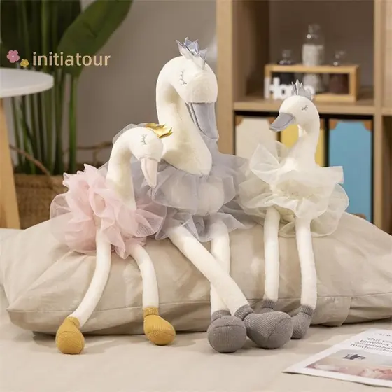 Initiatour Cisne Dos Desenhos Animados Boneca De Pelúcia Bonito Doce Princesa Coroa Brinquedo Animal Brinquedos Adorável