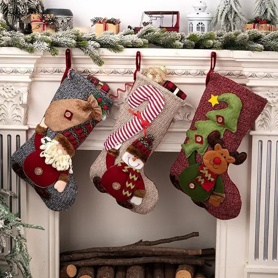 nanami1 Bolsa De Meia Para Natal , Suporte De Malha , Meias Decorativas , Decoração De Férias , Presente Meninos E Menin