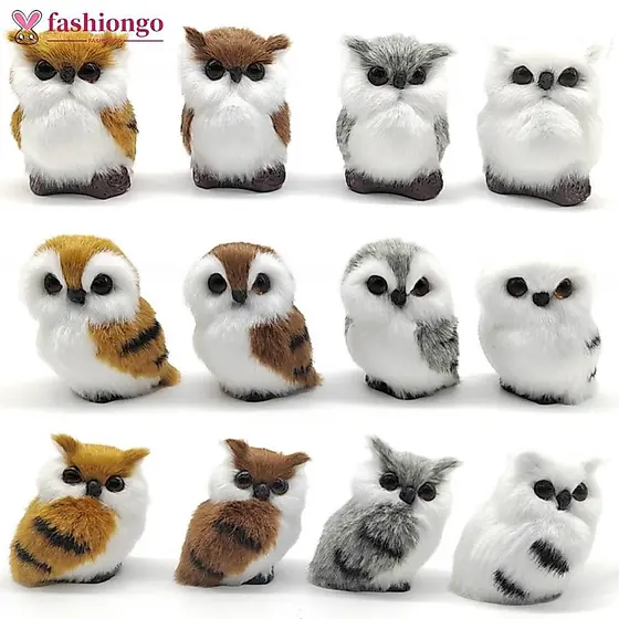 FASHIONGO Simulação Coruja Ornamento Requintado Bonito Adorável Peludo Decoração De Casa Adorno Brinquedos De Pelúcia Fi