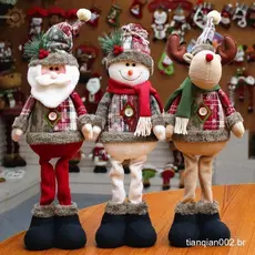 3pcs Bonecos Grandes Natal Ano Novo Papai Noel Boneco De Neve Rena Decoração Janela Casa