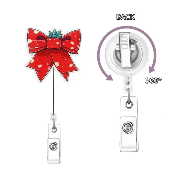 Fornecido diretamente pelo fabricante, porta-crachá retrátil com laço de Natal para local de trabalho e escritório, pres