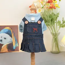 Roupas Para Animais De Estimação Primavera E Outono Doce Menina Cowboy Cinta Saia Adequada Cães Pequenos Médios