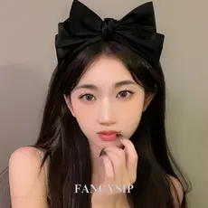 1 Peça Elegante Estilo Coreano 3D Faixa De Cabeça Com Laço Preto – Argola De Cabelo De Fibra De Poliéster De Tamanho Gra
