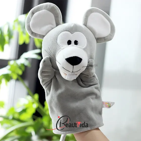 Brinquedo De Pelúcia De Fantoche De Mão De Rato Cinza Infantil