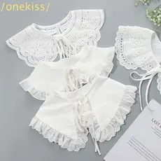 KISS1 Gola Falsa Vintage Moda Roupas Acessórios Floral Renda Lapela Blusa Top