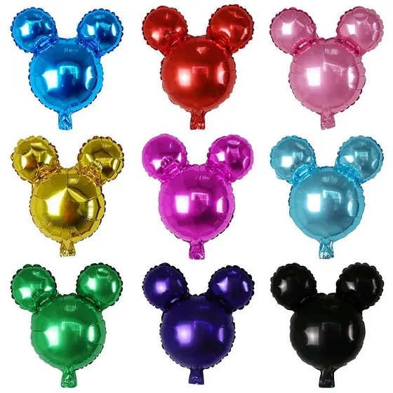 Desconto 10Pcs Desenho Animado Colorido Mickey Minnie Head Balloons Feliz Aniversário Decorações Air Globos Kid Toys Gif