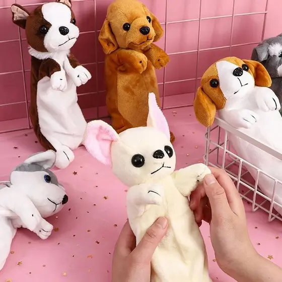 [largeloohg] Kawaii Cachorro Bolsa De Pelúcia Estojo De Lápis Bonito Zíper Fofo De Grande Capacidade Escola Papelaria Ar