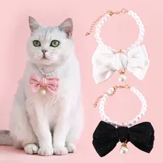 Colar De Pet Gato Fêmea Roupas Pérola Cachorro Conjunto De Coleira Estilo Princesa Para Show Contest Puppy Kitten Headg