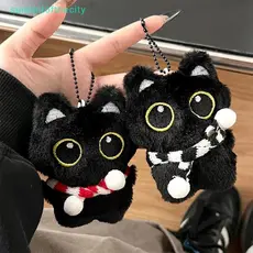 Xmclsummthecity Chaveiro De Boneca De Pelúcia Fofo Gato Preto Estridente Gatinho Macio Linda Bolsa Escolar Pingente Deco