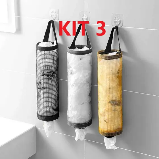 KIT 3 Puxa Saco e Porta Sacolas Dispenser Organizador de Sacolinhas Plásticas  Envio imediato