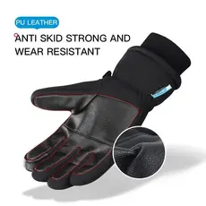 Luvas de Inverno Quentes para Snowboard e Esqui para Homens e Mulheres, Luvas Pretas Impermeáveis para Adultos para Esqu